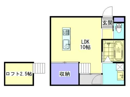 EVER FREE I(ワンルーム/1階)の間取り写真