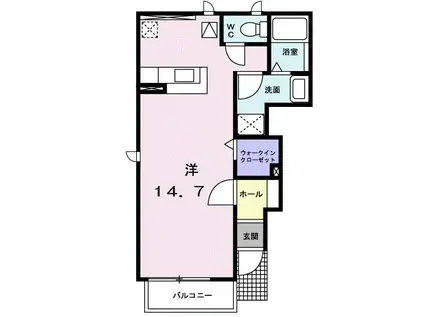 サウス ヒルズ I(ワンルーム/1階)の間取り写真