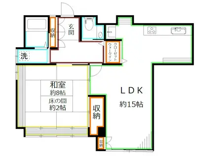 ウエスト HILL(1LDK/1階)の間取り写真