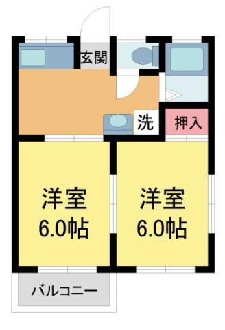 ハイツクローバー(2DK/2階)の間取り写真