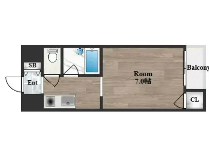 ピッコロオベスト(1K/4階)の間取り写真