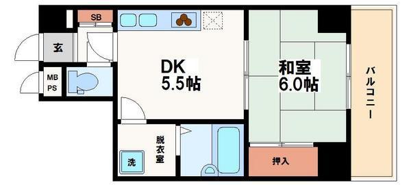 ライオンズマンション御堂本町(1DK/2階)の間取り写真