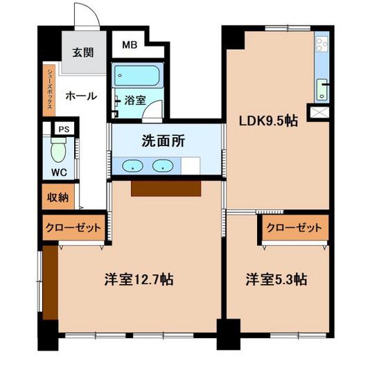 ライオンズマンション富山西町(2LDK/11階)の間取り写真
