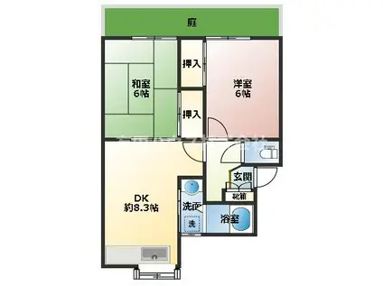 ファミリー四季(2DK/1階)の間取り写真