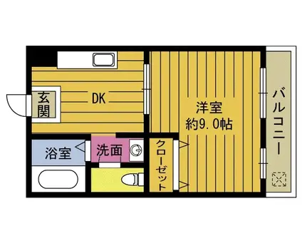 ドリームコーポ(1DK/2階)の間取り写真