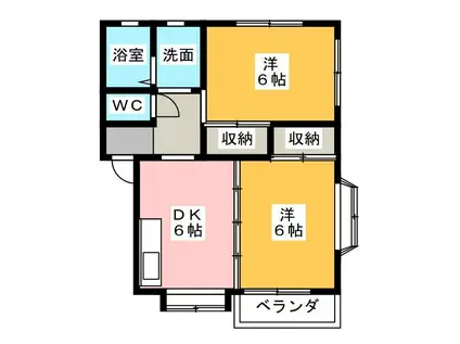 グランデーヌMS(2DK/2階)の間取り写真