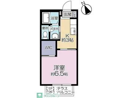 ヴェルドミールB(1K/1階)の間取り写真