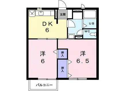 ラックWATANABEII(2DK/2階)の間取り写真