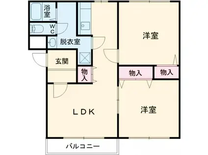 グレイスコートII(2LDK/1階)の間取り写真