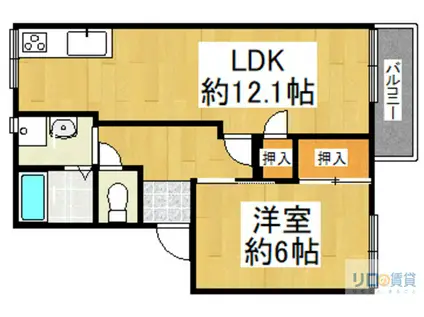 フレグランス宝塚(1LDK/2階)の間取り写真
