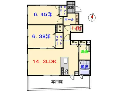 シャーメゾンフェリス(2LDK/1階)の間取り写真