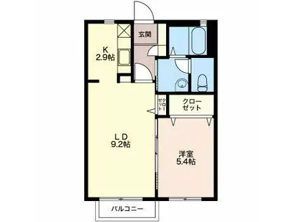 サンプラス(1LDK/2階)の間取り写真