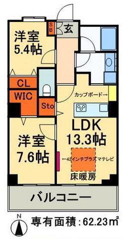 ロイヤルパークスタワー南千住(2LDK/8階)の間取り写真