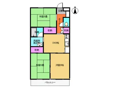 ジュネパレス向井II(3DK/3階)の間取り写真