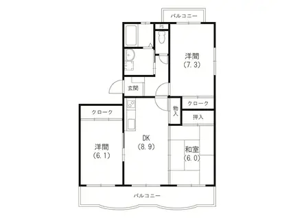 エクレールA(3LDK/3階)の間取り写真