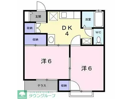 ウィステリアM&T(2DK/1階)の間取り写真