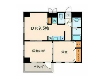 CASA DEL AKEHAMA(2DK/4階)の間取り写真