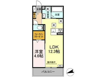 D-HILLS佐藤III(1LDK/1階)の間取り写真