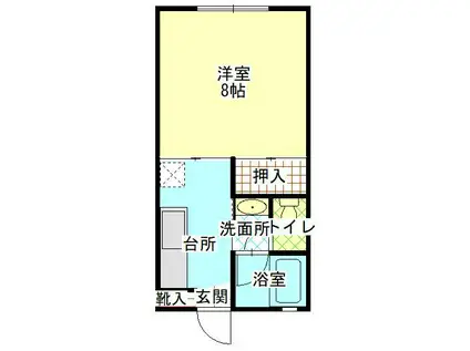 サウスクラウズII(1K/1階)の間取り写真