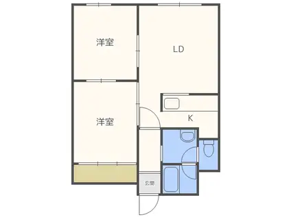 ビューシャトー(2LDK/4階)の間取り写真