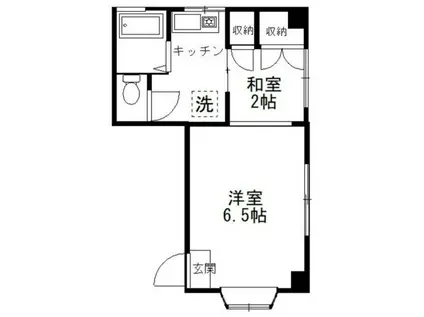 リベラル大橋(1K/2階)の間取り写真