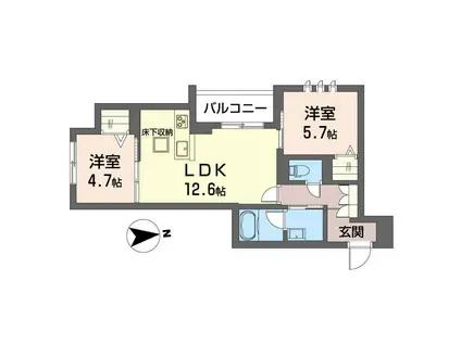 ル アヴィオン(2LDK/1階)の間取り写真