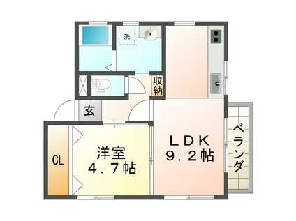 メゾン垂水(1LDK/2階)の間取り写真