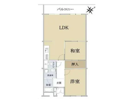 ハイツ東朝霧 1号館(2LDK/1階)の間取り写真