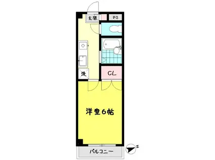 ゼファーコート丸山台(1K/4階)の間取り写真