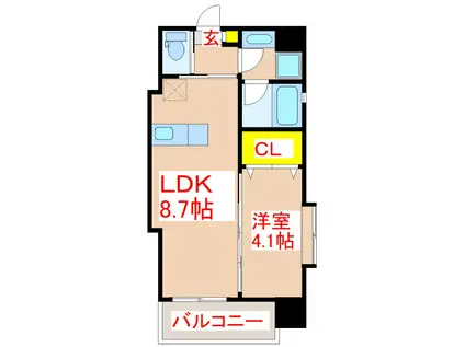 LINKUSCOUT IZUMI(1LDK/8階)の間取り写真