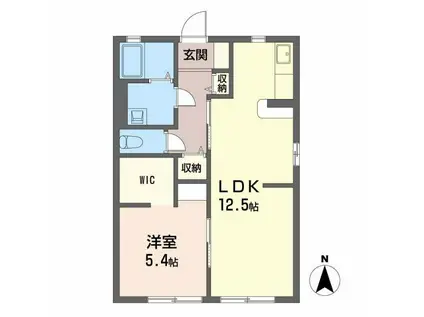 ルーチェレ・ドーマB棟(1LDK/2階)の間取り写真