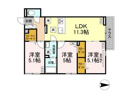 セレスティア西新井II(3LDK/1階)の間取り写真