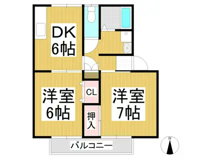 サンガーデン丹波島南館(2DK/1階)の間取り写真