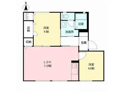 ラフォーレ雅 A(2LDK/1階)の間取り写真