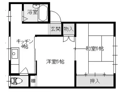 ホワイトバードA(2K/1階)の間取り写真
