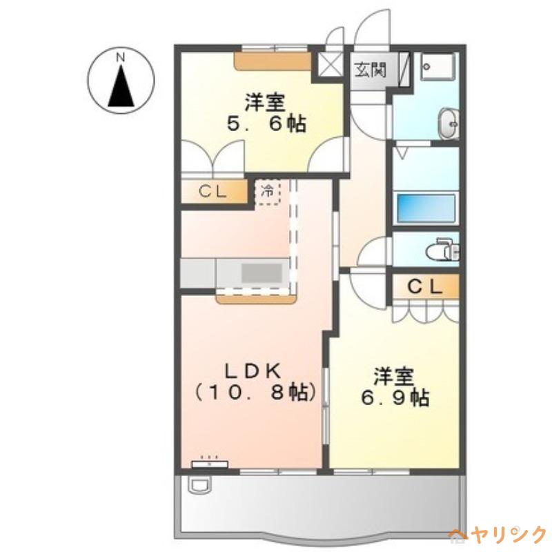 エスパートヴィル(2LDK/2階)の間取り写真