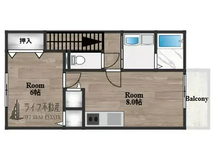 ソレジオ武村V(1LDK/2階)の間取り写真