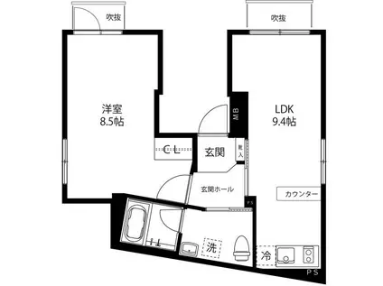 ミナトテラス MINATO TERRACE(1LDK/1階)の間取り写真