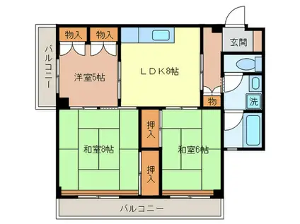 カサボニータ樽井(3LDK/1階)の間取り写真