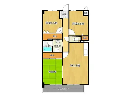 グランシャリオンゆけむり坂(3LDK/5階)の間取り写真
