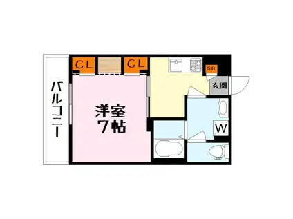 リブリ・西草津(1K/2階)の間取り写真