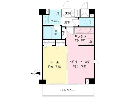 プロッシモ新宿(1LDK/5階)の間取り写真