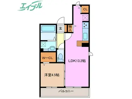 アンフィニときわ(1LDK/3階)の間取り写真
