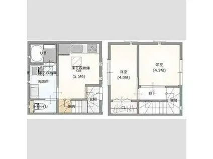 ニュクス(2DK/1階)の間取り写真