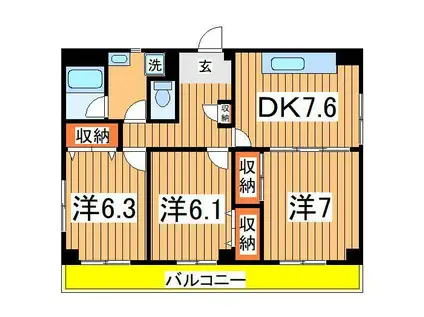 グレイスフルコート21(3DK/3階)の間取り写真
