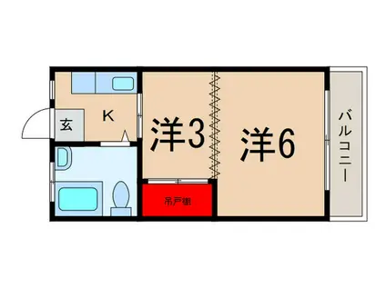 シャトーヤジ5(2K/2階)の間取り写真