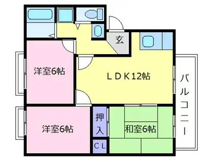 プレステージ大美野A棟(3LDK/2階)の間取り写真