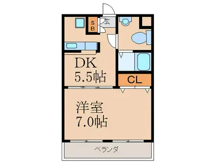 カサ・ソル・パティオB棟(1DK/3階)の間取り写真