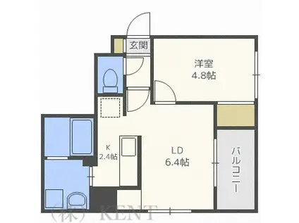 プライマル札幌琴似(1LDK/4階)の間取り写真