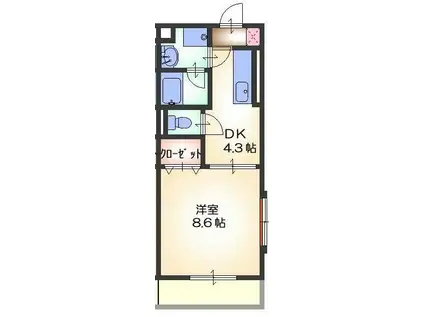 ヴィラ・ルース(1K/3階)の間取り写真